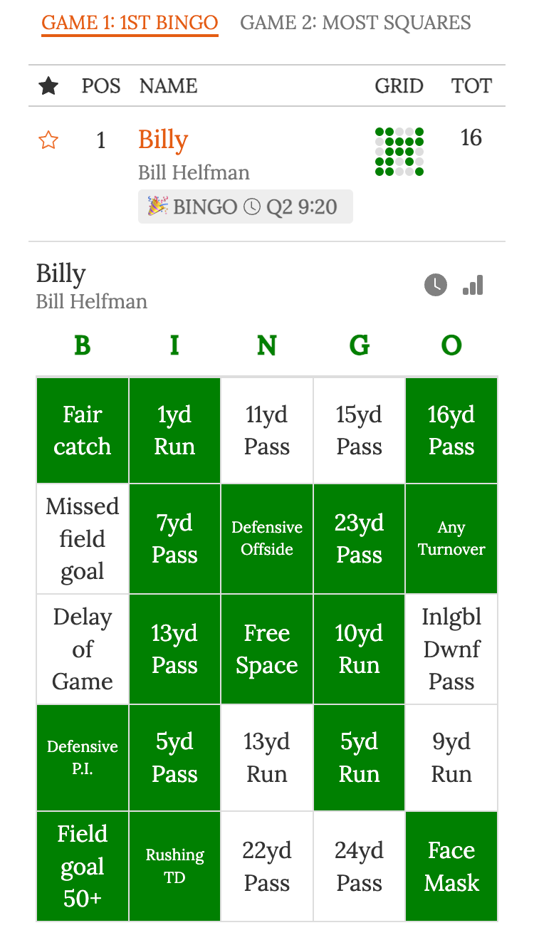 football bingo online bingo called and squares filled on card