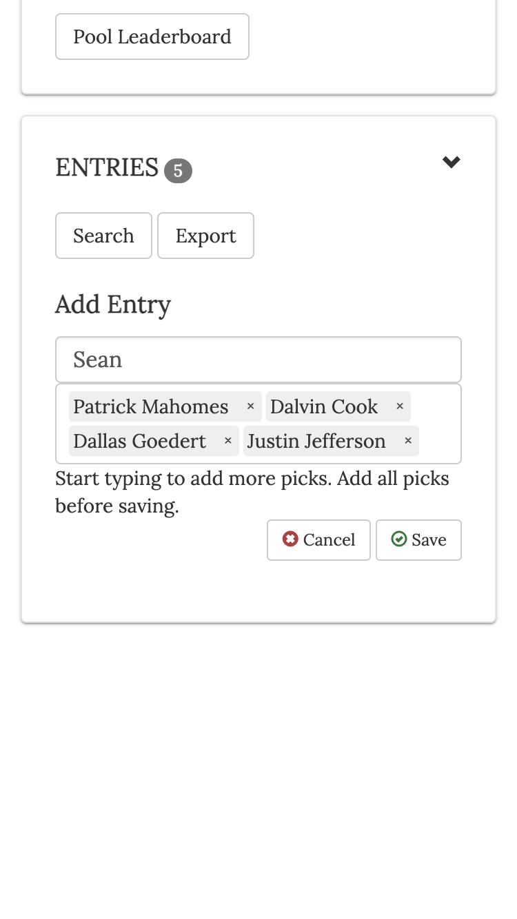 Playoff fantasy football pools with live scoring