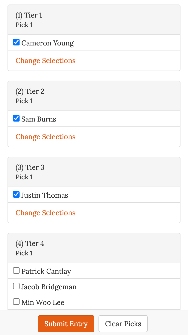 (2) Pick Your Team Screenshot Presidents Cup Pool